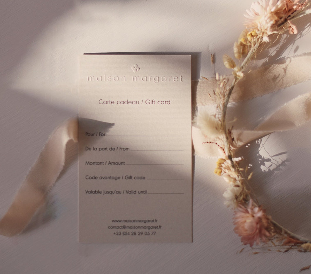 Carte-cadeau virtuelle Maison Margaret